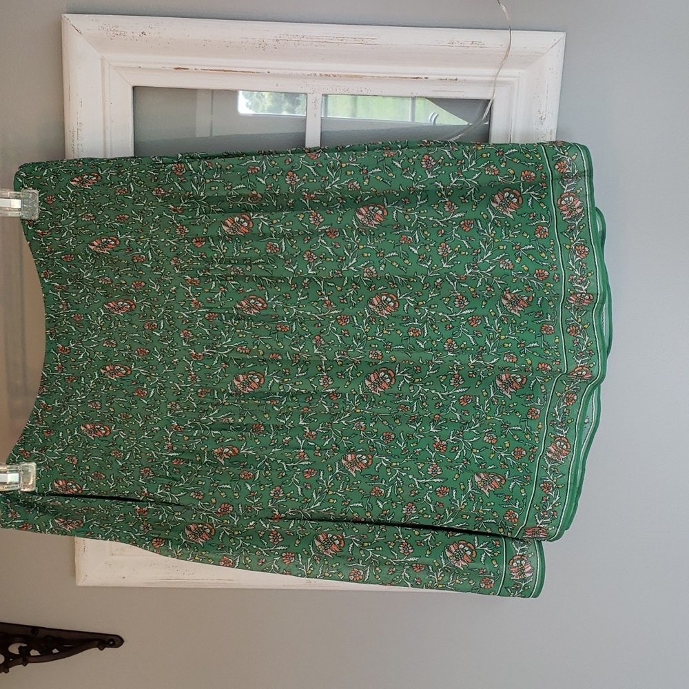 Green Floral Max Studio Skirt